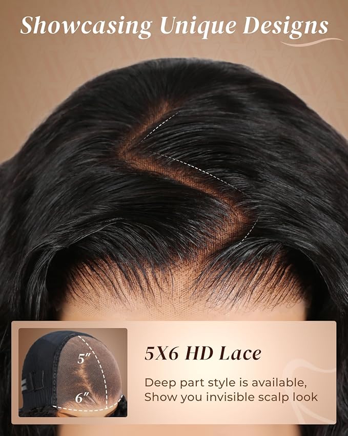 Arabella 5x6 Wear and Go Glueless Wigs Human Hair Deep Curly Bob Wig Lace Front Wig Human Hair 210% Density Pre-Cut Lace Wigs Pre Bleached Tiny Knots Bob Wig Human Hair(14inch, 5x6 Glueless Bob)