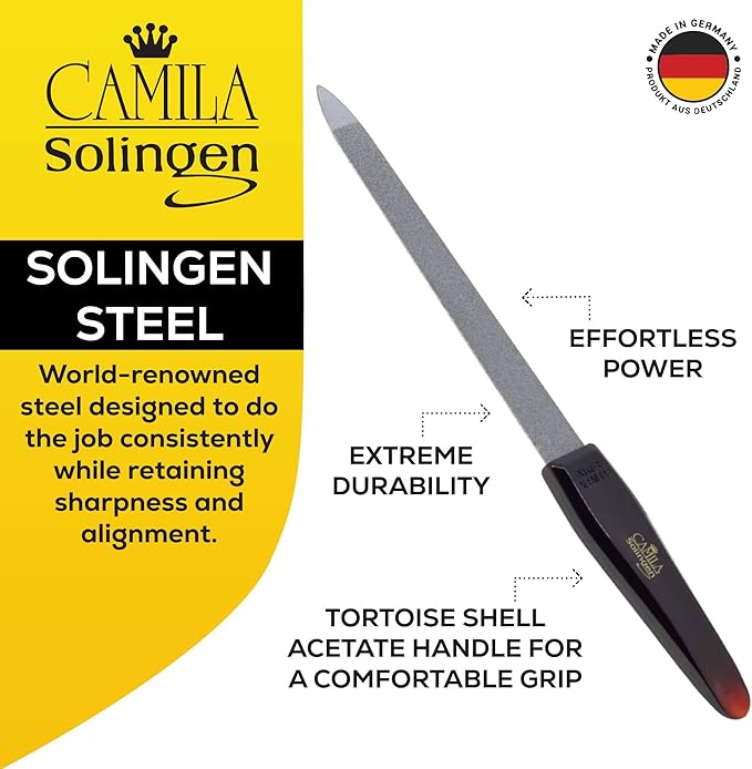 CS13 Large Heavy Duty Toe Nail Clipper for Thick Nails, Manicure and Pedicure & CS19 Large Professional Sapphire Metal Nail File for Fingernail and Toenail, Made in Solingen, Germany