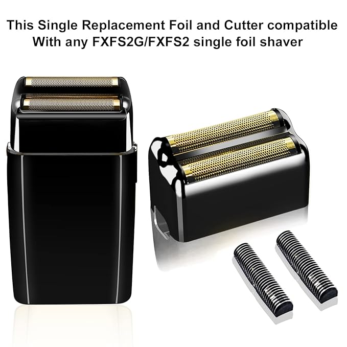 2 pack Professional Replacement Foil and Cutters for BaBylissPRO Barberology Double Foil Shaver, Compatible with BaBylissPRO Barberology FXFS2 Shaver，Black