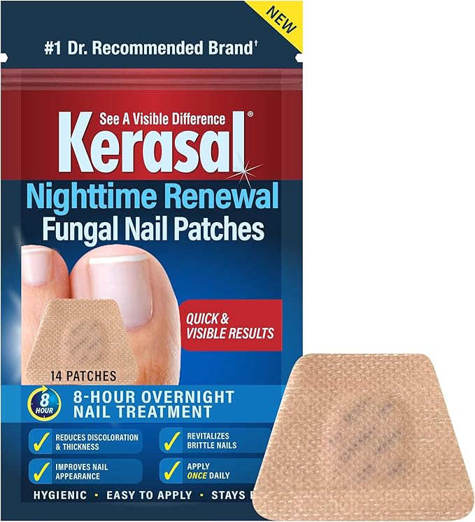 Kerasal Nighttime Renewal Fungal Nail Patches - 14 Patch - Overnight Nail Repair for Nail Fungus Damage, 8-Hour Nail Treatment Restores Healthy Appearance