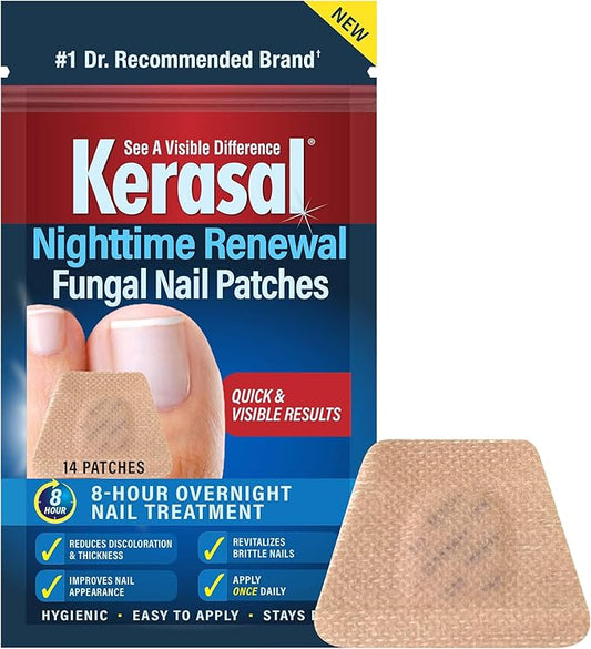 Kerasal Nighttime Renewal Fungal Nail Patches - 14 Patch - Overnight Nail Repair for Nail Fungus Damage, 8-Hour Nail Treatment Restores Healthy Appearance