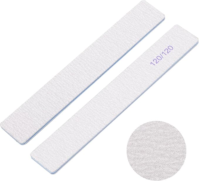 25 Pieces 120 Grit Rectangle Nail Files for Acrylic Nails and Natural Nails, Reusable Nail Buffers Double Sided Emery Boards Manicure Tools