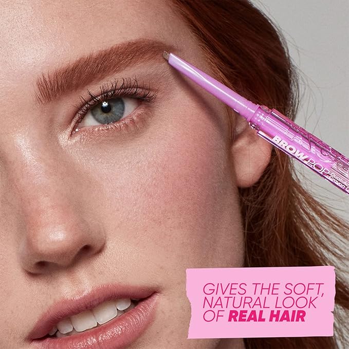 Kosas Brow Pop - Longwear Eyebrow Makeup, Dual-Sided Defining Pencil with Castor Oil for Soft, Natural Look of Real Hair - Auburn