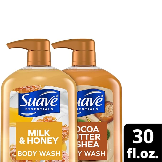 Suave Body Wash Variety Bundle – Milk & Honey 2-Pack & Cocoa Butter Shea, Gentle & Moisturizing Body Washes with Vitamin E, 30 Oz Ea (3 Piece Set)