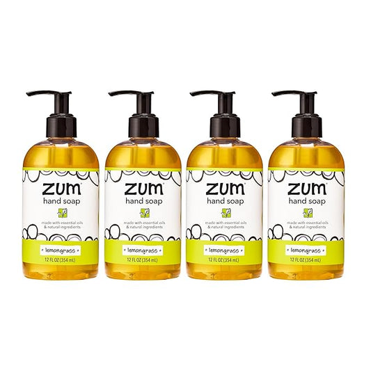 Zum Indigo Wild Hand Soap - Natural Liquid Hand Soap - for Bathroom & Kitchen - Lemongrass Scent - 12 oz (4 Pack)