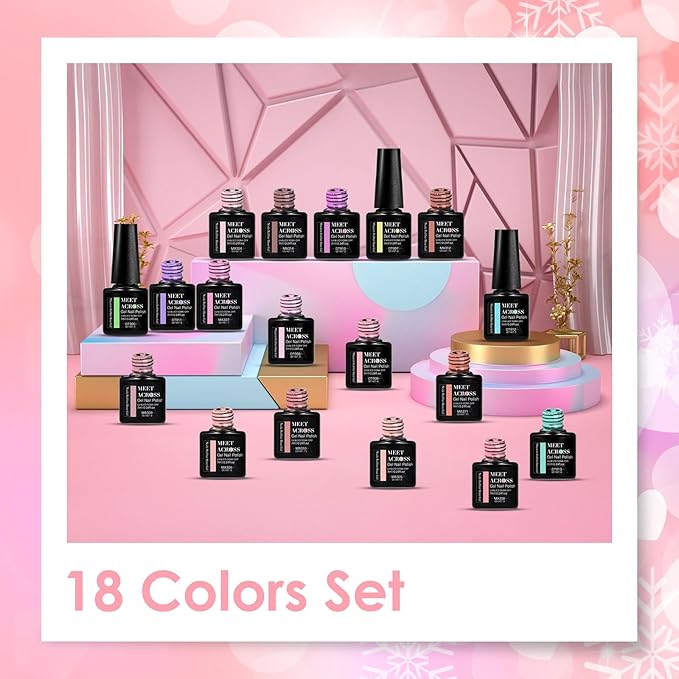 MEET ACROSS Builder Gel Base_Coat for Nails, Macaron Rubber Base Gel Nail Polish 18 Colors Pink Blue Green Nude Rubber Base Gel for Nails All Seasons Nail Design Gifts