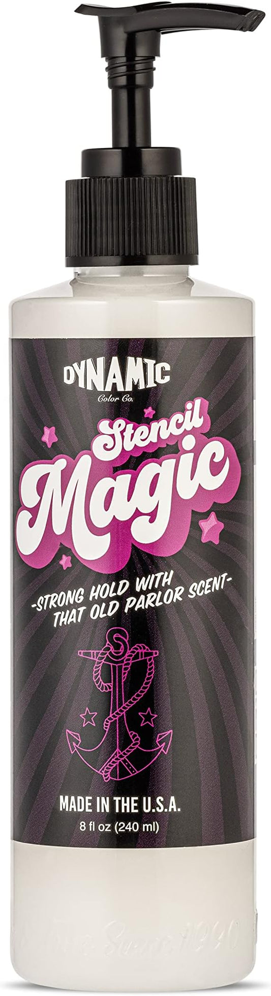 Dynamic Color Co's Stencil Magic - Tattoo Stencil Transfer Gel, Easy to Apply, Long Lasting, No Smear, Fast Drying, Great Smelling, USA Made, Safe, Non-Toxic, Reusable & Easily Removable, 8 oz Bottle