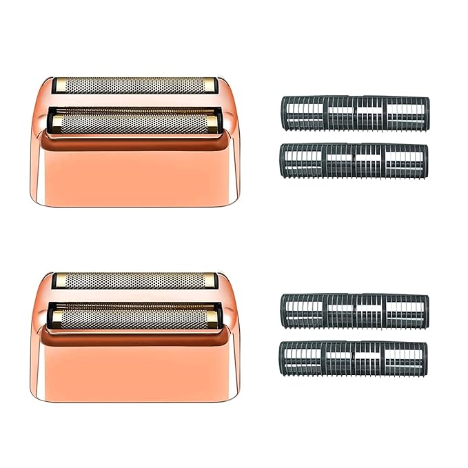2 pack Professional Replacement Foil and Cutters for BaBylissPRO Barberology Double Foil Shaver, Compatible with BaBylissPRO Barberology FXFS2 Shaver，GoldRose Gold