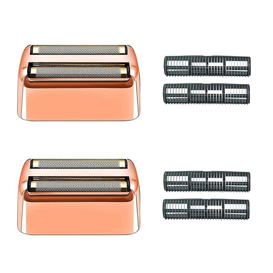 2 pack Professional Replacement Foil and Cutters for BaBylissPRO Barberology Double Foil Shaver, Compatible with BaBylissPRO Barberology FXFS2 Shaver，GoldRose Gold