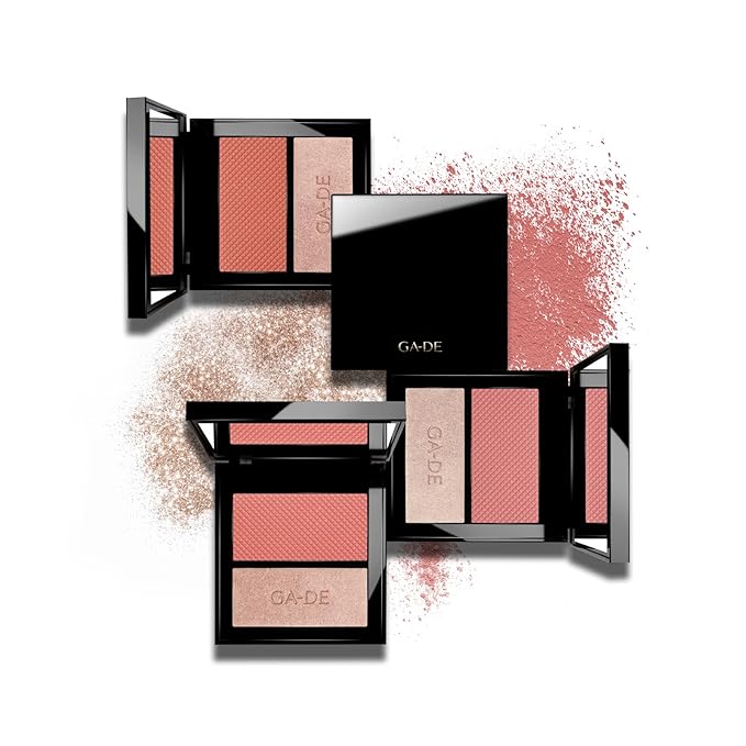 GA-DE Velveteen Blush and Shimmer Duet, 48 - Formulated with Micronized Pearls and Pigments for Sculpting Face and Décolleté - Paraben-Free - 0.26 oz