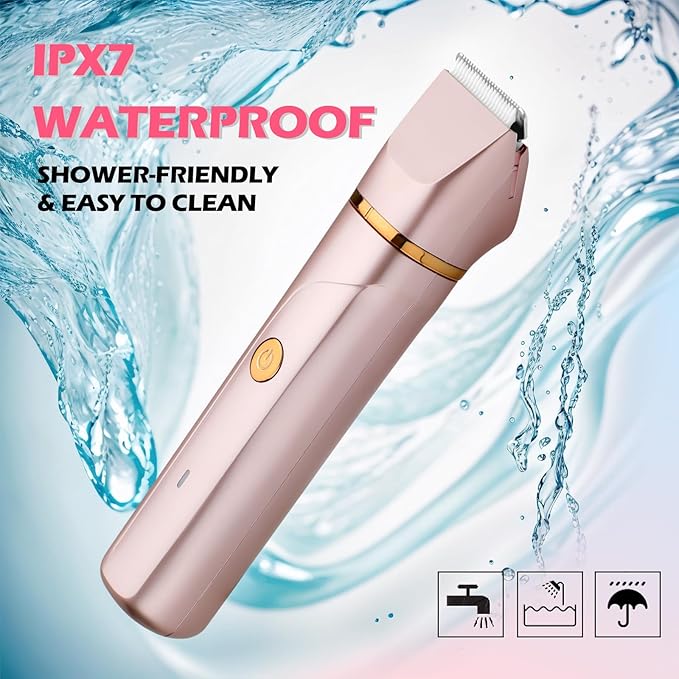 Bikini Trimmer for Women 2-in-1 – Rechargeable Electric Razors for Women, Painless Electric Shaver for Bikini, Underarm, Legs, Arms – IPX7 Waterproof, Compact Travel Design