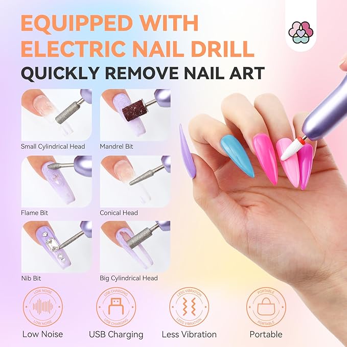 SAVILAND 103 Pcs Dip Powder Nail Kit with Nail Drill: 30 Colors Pink Glitter Red Blue Purple Dip Nails Powder Starter Kit Dip Nail Liquid Set Dip Base & Top Activator Brush Saver Manicure