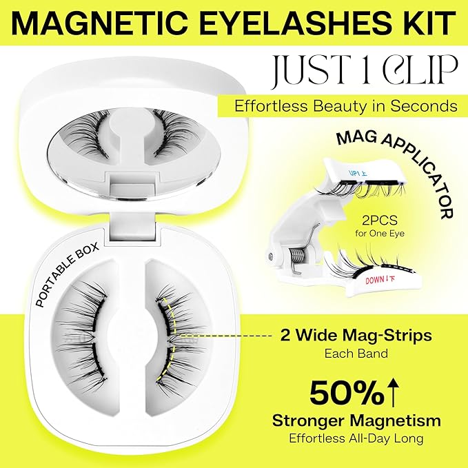 CALAILIS Magnetic Eyelashes with Applicator Upgrade Soft Magnetic Eyelashes Natural Look Reusable Magnet Lashes Kit No Glue Needed Easy to Wear and Remove (M02)