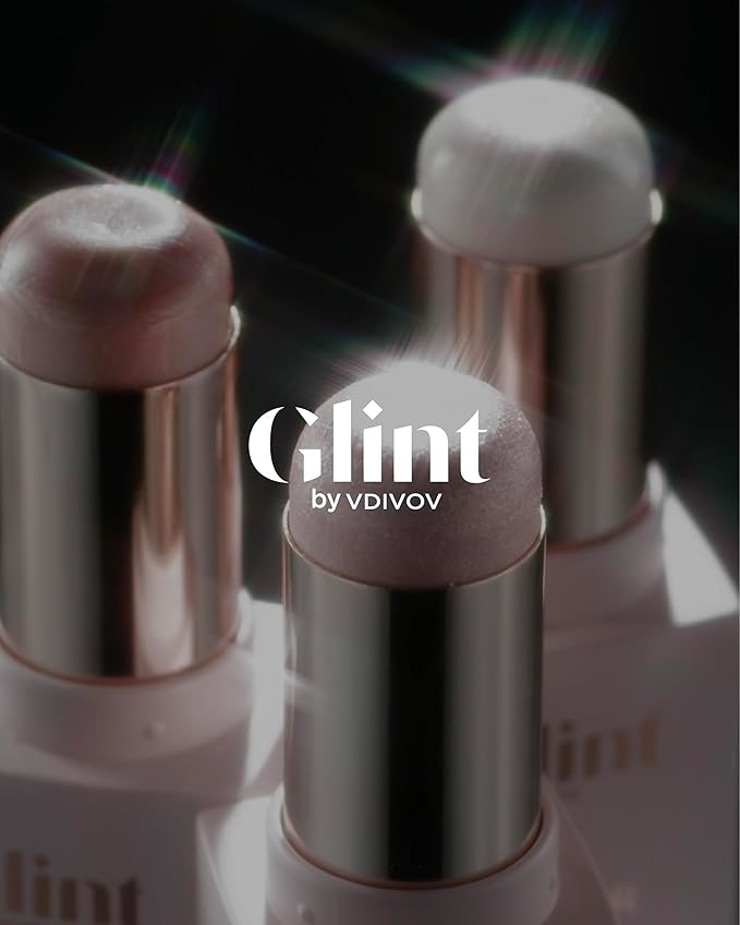 Glint Stick Highlighter Special Set (Milky Moon(Set), 0.24oz + Egg-Shaped Makeup Sponge) - Multi-Use Illuminator Stick. Korean Makeup by LG Beauty. Creamy & Blendable Color.
