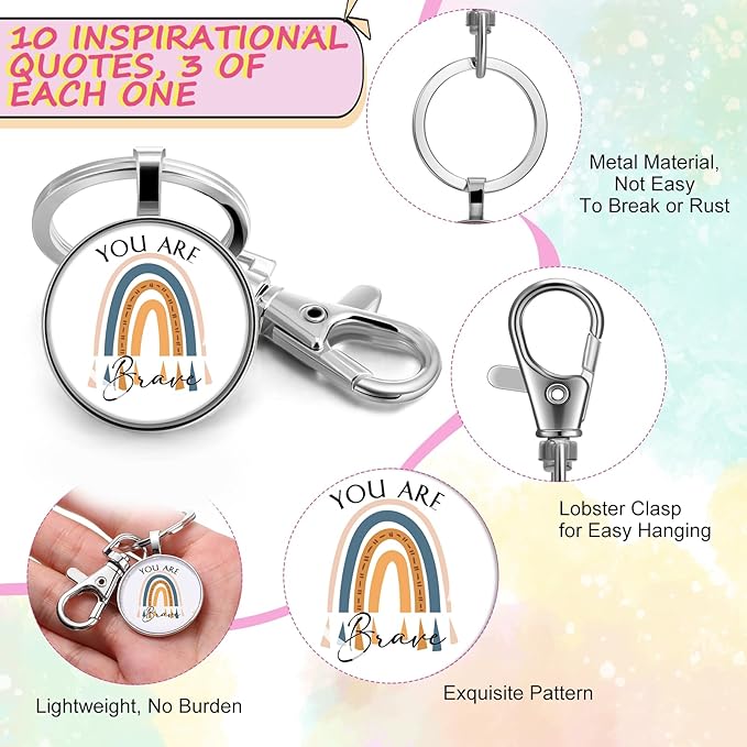 Sieral 60 Pcs Rainbow Appreciation Gifts with 20 Cosmetic Bags and 20 Keychains Bulk Motivational Thank You Rainbow Gift for Lab Week Coworker Healthcare Worker School Secretary Teacher Nurse