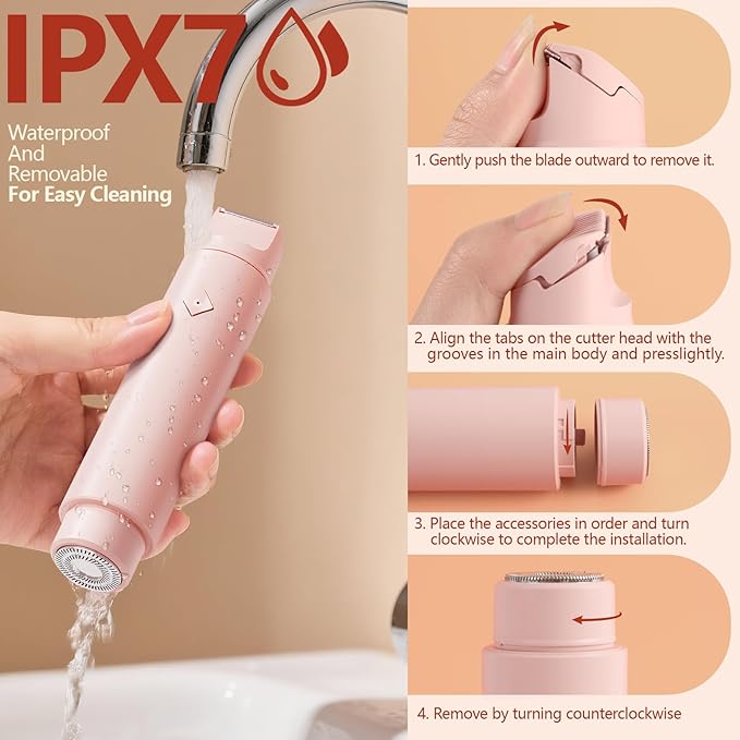 2025 New Electric Bikini Trimmer for Women, 2-in-1 Dual Head Shaver, Womens Electric Razor (Light Red)