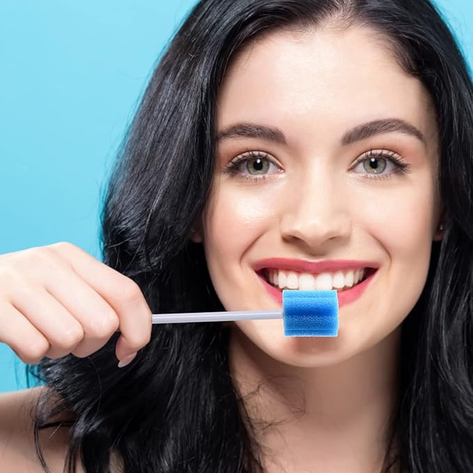 BVN Oral Care Swabs, 100 Pcs Disposable Mouth Cleaning Spong Swabs. (Blue-100pcs)
