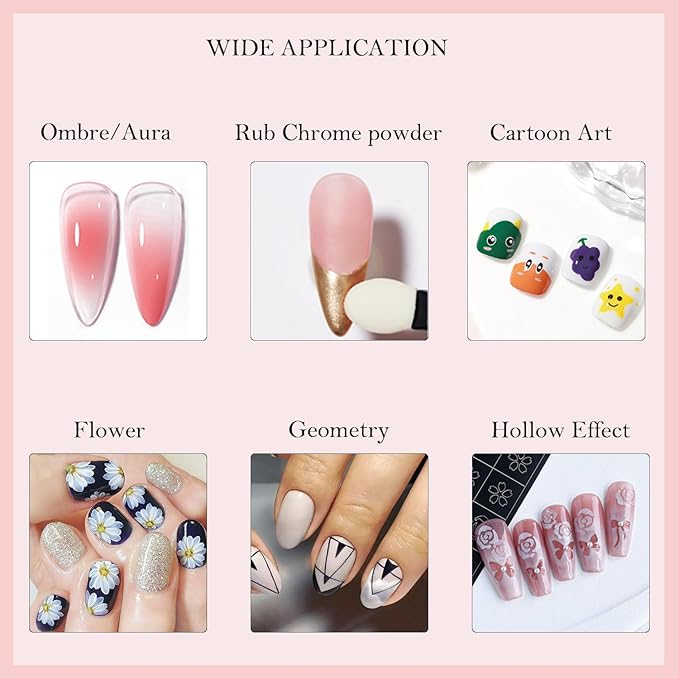 9 Color Pat Painting Gel Polish Set - Ombre Nail Art Gel Paint for Manicure Salon with Sponges