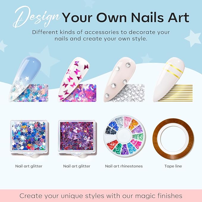 Modelones 133pcs Poly Nail Gel Kit, 32 Colors Spring Pink Pastel Poly Extension Gel kit with Nail Lamp Base Top Coat Slip Solution Builder Enhancement Manicure Tools for Starter Supplies