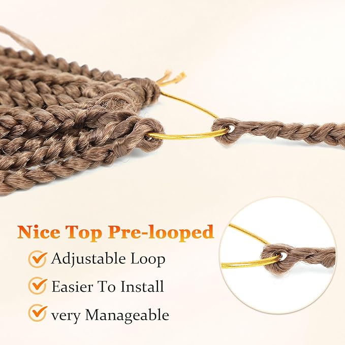 9 Packs Goddess Box Braids Crochet Hair Boho Crochet Box Braids With Curly Ends Crochet Hair For Black Women, 12 Inch Pre Looped Bohemian Crochet Box Braids Hair (12Inch 9 Packs,30#)