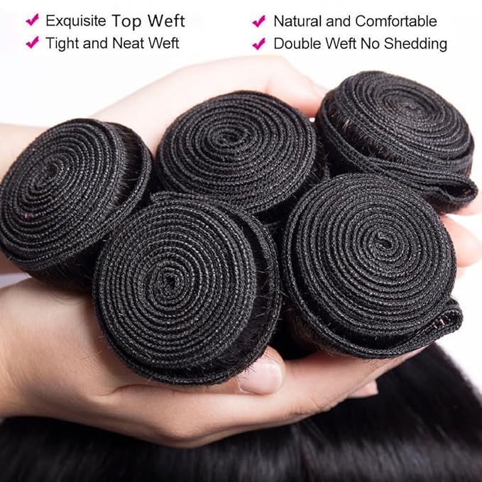10A Straight Bundles Human Hair 18 20 22 Inch 100% Unprocessed Virgin Brazilian Straight Human Hair Weave 3 Bundles Natural Black Color