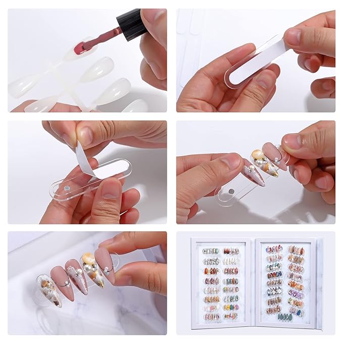 Acycoin2A Nail Color Display Book Detachable Magnetic Diy Nail Art Board for Handmade Press on Nails Show (A Style), 1 Count (Pack of 1)