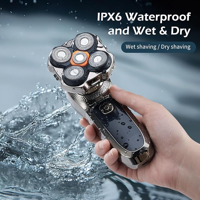 Head Shavers for Bald Men,Electric Razor for Men,IPX6 Waterproof Wet/Dry Bald Head Shaver, Flex Blades for a Close Shave,LED Display Electric Rechargeable Head Shaving Mens Kit with Type-C Charge