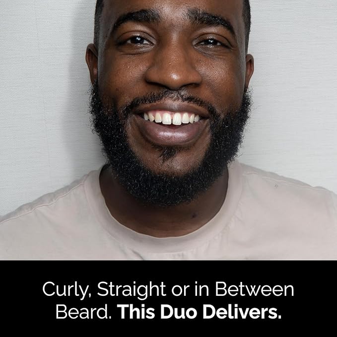 Golden Grooming Beard Oil & Balm Bundle for Men | Natural Growth Kit with Shea Butter | 2-Sets of 2oz Balm & 1oz Oil | Fresh Scent