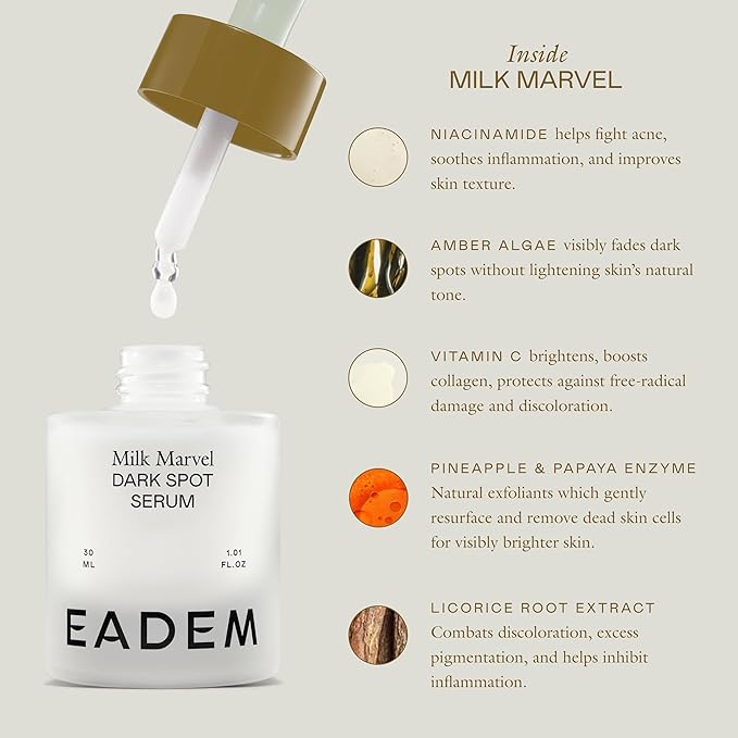 EADEM Milk Marvel Dark Spot Serum, Vitamin C Face Serum Infused with Niacinamide, Dark Spot Remover for Face & Body, Dark Spot Corrector for Skin Care, Mothers Day Gifts, 1 oz
