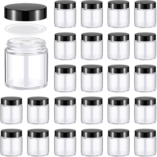 Norme 24 Pcs 4 oz Glass Jars with Lids Leakproof Round Airtight Empty Cosmetic Jars with Inner Liners Lid for Storing Lotions Powder Ointments Candle Making (Black,Clear)