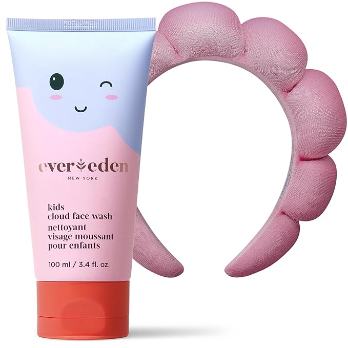 Evereden Kids Cloud Face Wash: Tropical Sorbet, 3.4 fl oz | Adorable Terry Spa & Makeup Headband | Creamy & Fun Skin Care for Kids | Easy-to-Use Kids Face Wash | Non-toxic Kids Skin Care