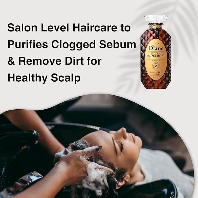 Moist Diane Keratin Shampoo and Conditioner Set for Damaged Hair Women & Men, Organic Hair Care with Argan Oil & Keratin from Japan, Silicone & Sulfate Free, EXTRA DAMAGE REPAIR, 30.4 Fl Oz