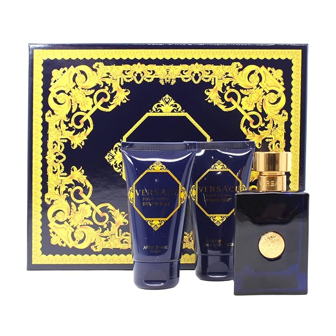 Versace Pour Homme Dylan Blue by Versace Gift Set - 1.7 oz Eau De Toilette Spray 1.7 oz After Shave Balm 1.7 oz Shower Gel Men