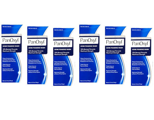 PanOxyl Acne Foaming Wash, 10% Benzoyl Peroxide 5.5 Ounce (Value Pack of 6)