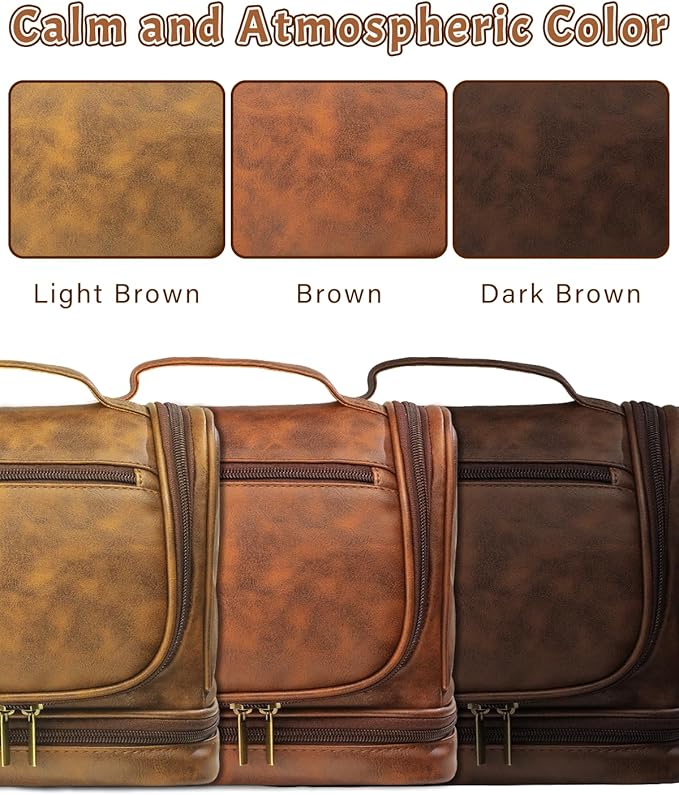 Personalized toiletry Bag for Men, Father's Day Gifts, Custom Engraved Leather Toiletry Organizer, Waterproof Dopp Kit & Gifts for Dad, Husband, Groomsmen
