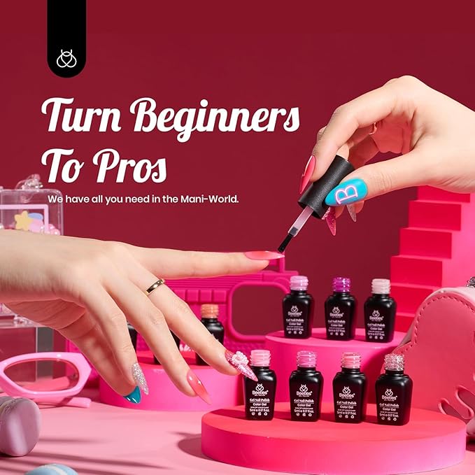 beetles Pink Gel Polish Set 20 Colors Hot Pink Alluring Sweetie Collection Nude Purple Glitter Red Uv Gel Manicure Kit with Base Glossy and Glitter Top Coat Gifts for Women