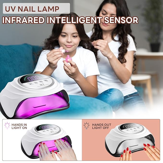 UV Nail Lamp 280W Professional LED Nail Dryer for Gel Nails with 66pcs Lamp Beads Includes 4 Timers and Automatic Sensor Ideal for Home Salon Use Fast Drying Technology for Perfect Nails