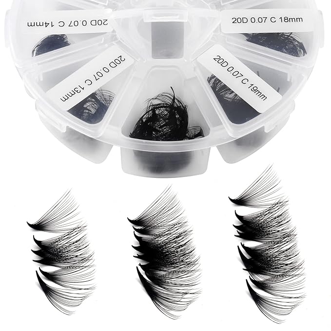 Premade Fans Short Stem 500 PCS 20D Eyelash Extensions 0.07mm C/D Curl 9-16mm Mixed WENDY LASHES Russian Volume Pre-made Lash Extension (500PCS-20D-0.07-D, 9-16mm mixed)