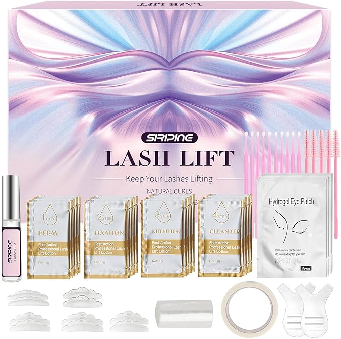 Lash Lift Kit, Eyelash Perm Kit, 5 Sets Lash Perm Kit Eyelash Lift Kit, Eyebrow Lamination Easy for Beginner, Professional Eyelash Curling Lash Extension Set, Home Achieve Semi-Permanent Curling