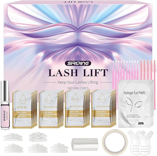 Lash Lift Kit, Eyelash Perm Kit, 5 Sets Lash Perm Kit Eyelash Lift Kit, Eyebrow Lamination Easy for Beginner, Professional Eyelash Curling Lash Extension Set, Home Achieve Semi-Permanent Curling