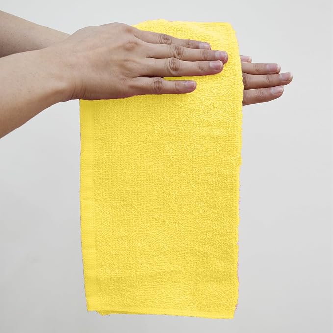 DAN RIVER 100% Cotton Washcloths 24 Pack Premium Quality Face and Body Cloth, Quick Dry Essential Towels for Bathroom, Hand, Kitchen & Cleaning, Baby Rugs | 12X12 in | 400 GSM | Primrose Yellow