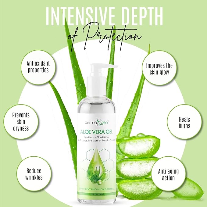 Aloe Vera Gel with Witch Hazel, Vitamin C, and Vitamin E - Skin Soothes, Moisture, and Repair Formula for Face and Body - Nutrient-Rich, Organic 100% Pure Aloe Vera - 12 FL OZ