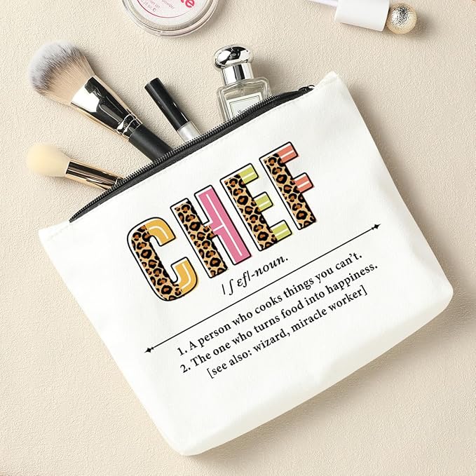 Chef Definition, Makeup Bag Cosmetic Bag, Cooking Lover for Women, Birthday Retirement Graduation Appreciation Gifts for Female Baking Lover Students Mom Friend