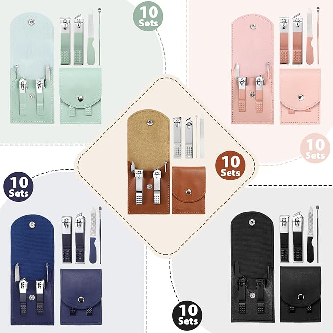 Geosar 50 Set Travel Manicure Kit Nail Clippers Pedicure Professional Nail Care Tools Stainless Steel Grooming Set with Portable Travel Case Gifts for Mother Father(Multi Colors)