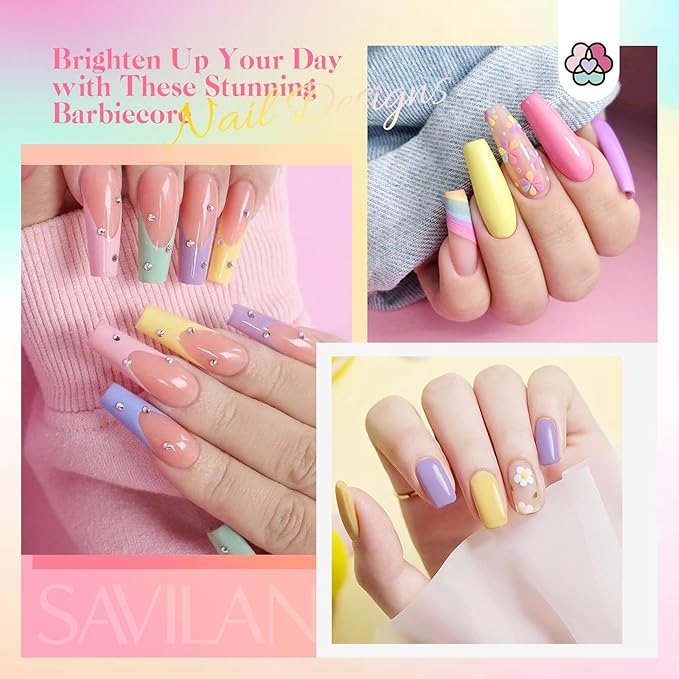 SAVILAND Dip Powder Nail Kit Starter: 29 PCS Rainbow Gel Powder Acrylic Dip Nails Powder Starter Kit Dip Nail Liquid Base Top Coat Activator Brush Saver Nail Beginners Salon Perfect Gift Set