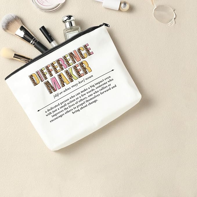 2 PCS Difference Maker Makeup Bag - Boss Gifts for Women, Coworker Thank You Gift for Manager, Mentor, Colleagues - Administrative Professional Day, Boss Day Cosmetic Bag