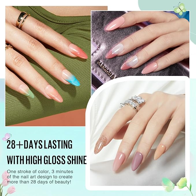 MEFA Gel Nail Polish Set, 23 Pcs Burgundy Red Brown Gel Polish Set Collection Summer Neon Classic Orange Black Navy Blue Glitter Nail Polish Starter Set with Glossy & Matte Top Base Coat Nail Art Gift