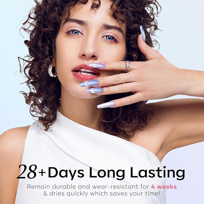 Modelones Pearl Gel Nail Polish, 6 Colors Shimmer Cat Eye Magnetic Nail Drawing Set with Magnet, Iridescent Mermaid Swirl Shell Thread Purple Pink Blue Glitter, Summer DIY Manicure Gift for Women Girl