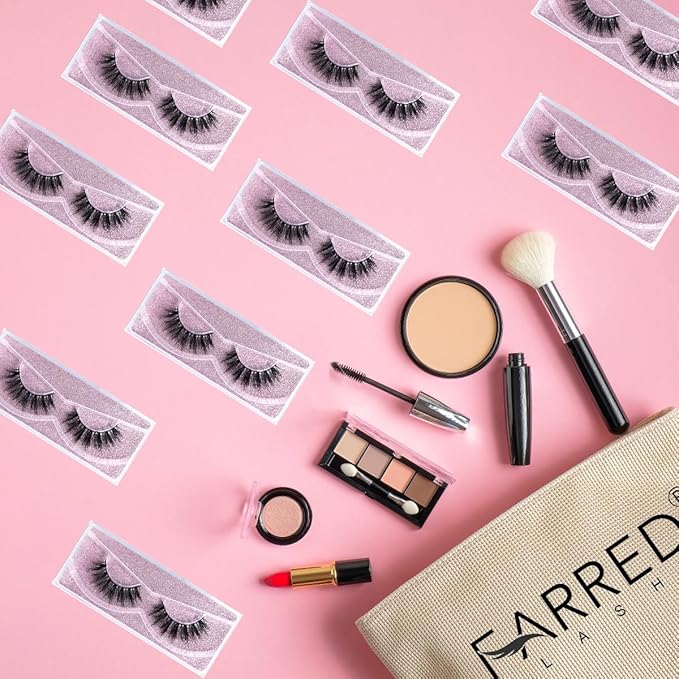 FARRED Wholesale Fluffy Dramatic Bulk Lashes 30 pairs Pack Individual Box 17mm Volume Faux Mink Eyelash Thick 8D Fake Lash Short Natural Look Eyelashes (F10-30 pairs)