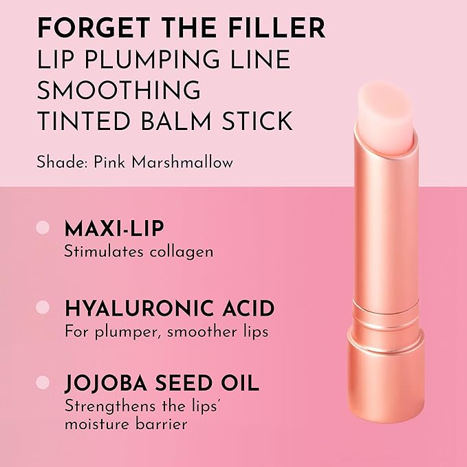 Forget the Filler Plump + Pout Duo - Lip Plumping Line Smoothing Gloss + Tinted Balm - Premium Volumizing Lip Gloss with Natural Ingredients Designed to Plump, Firm, and Hydrate Lips 0.21 oz